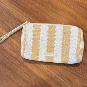 Vera Bradley Tan and White Striped Wristlet